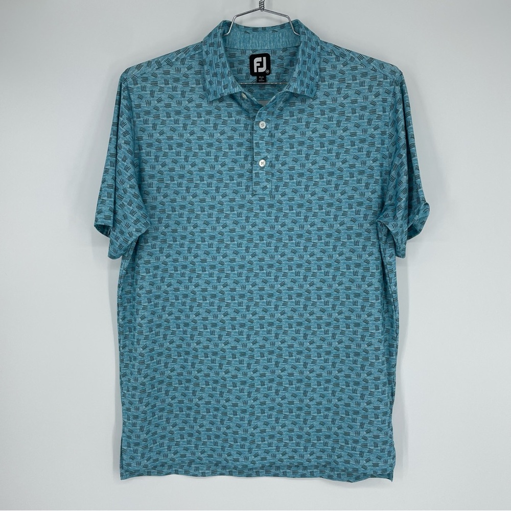 Footjoy golf polo shirt blue abstract  pattern